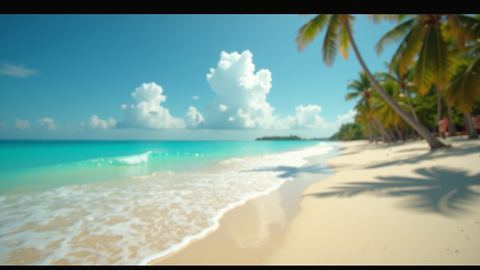 Eye-level view of a colorful tropical beach