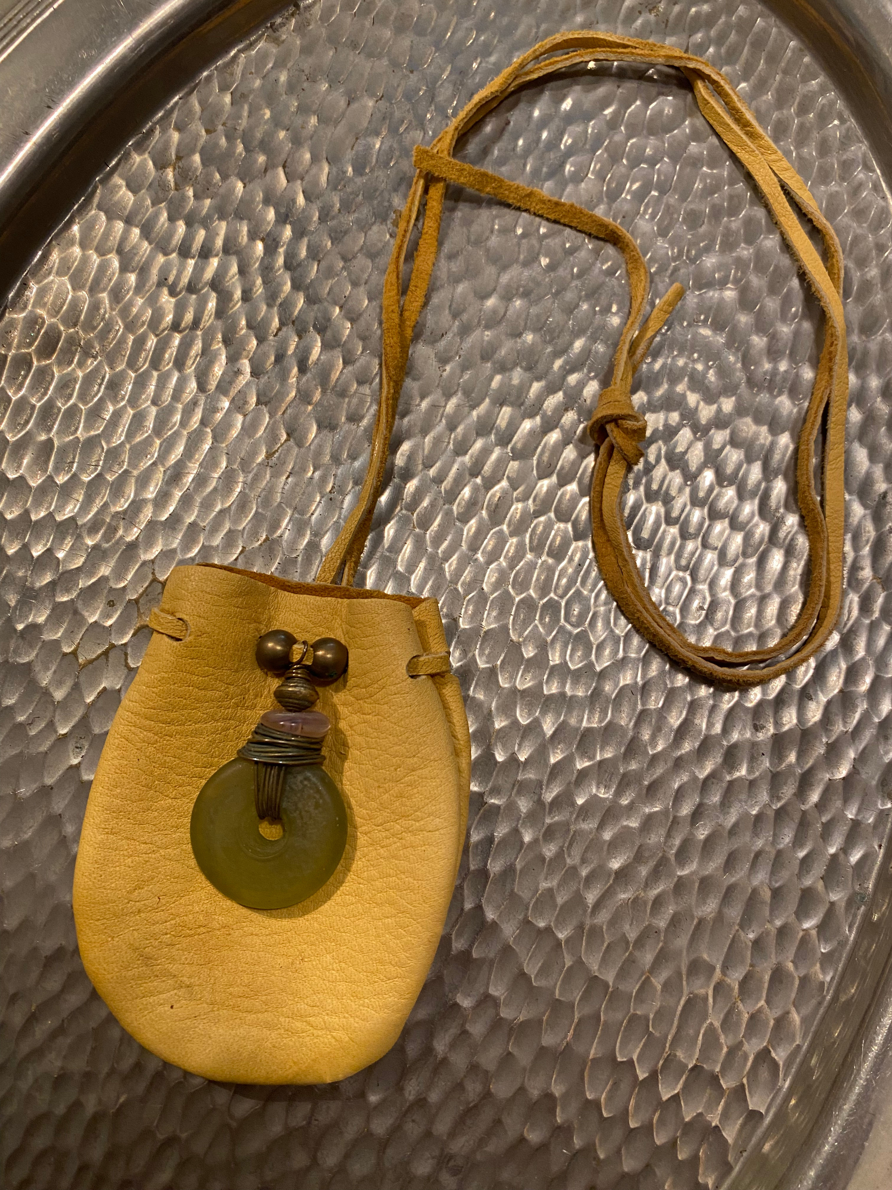 One Of A Kind Leather Pouch Necklace