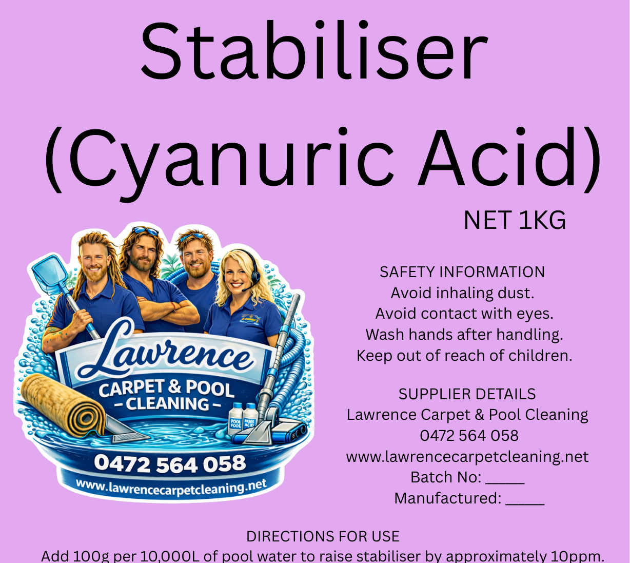 Pool Stabiliser (Cyanuric Acid β CYA)