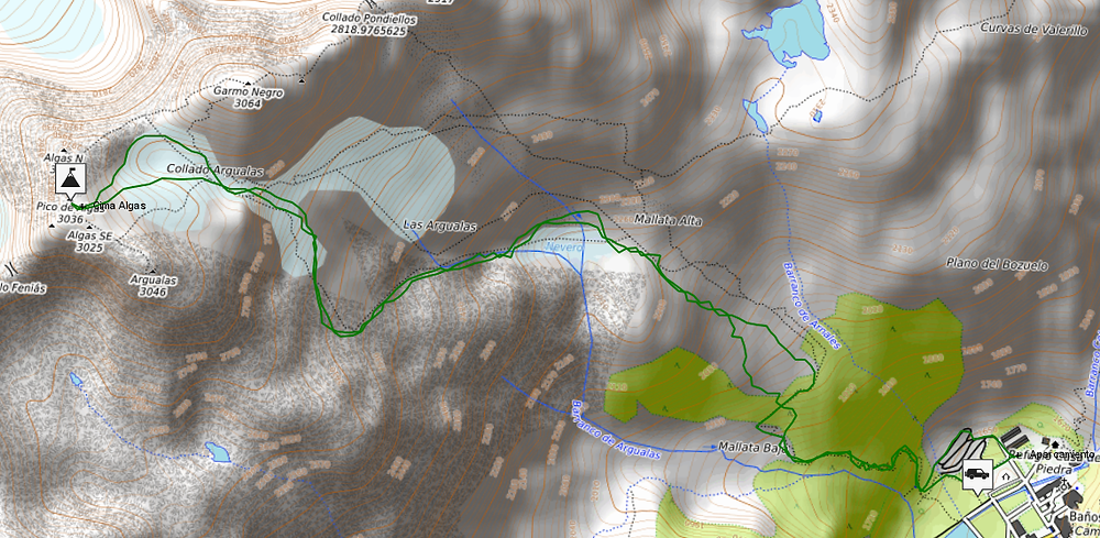 track pico algas con esquis