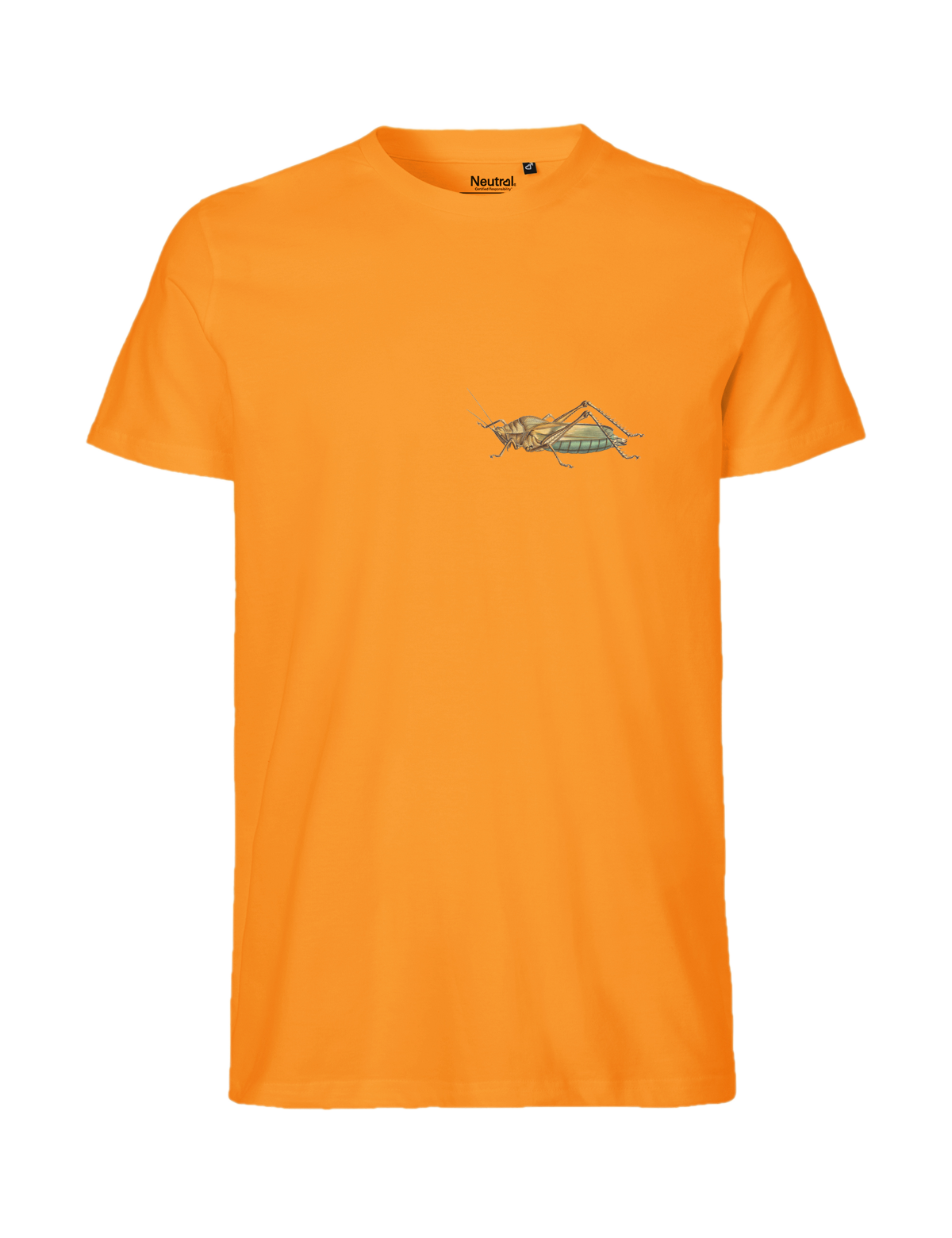 Herren T-Shirt mit einem kleinem hübschen Grashüpfer auf der linken Brust