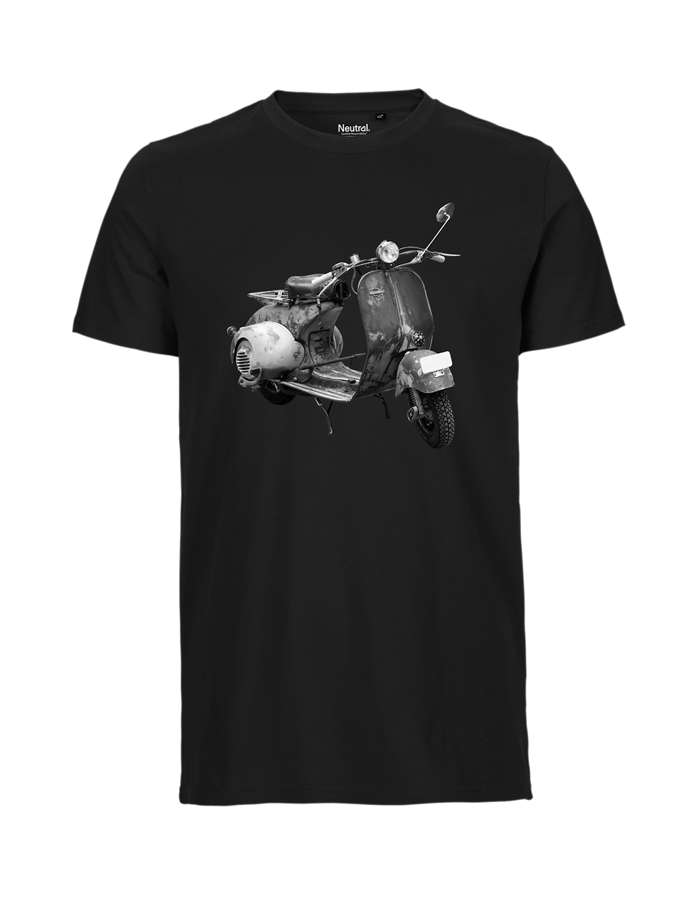 schwarzes Herren Männer T-Shirt mit nostalgischem Allstate Moped Motorrad