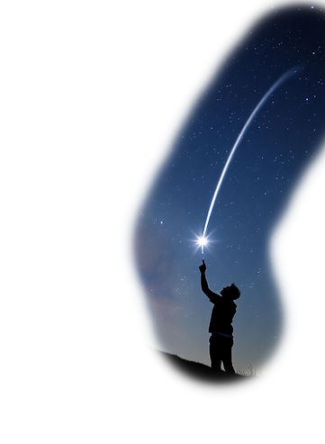 shooting star and a person making a wish