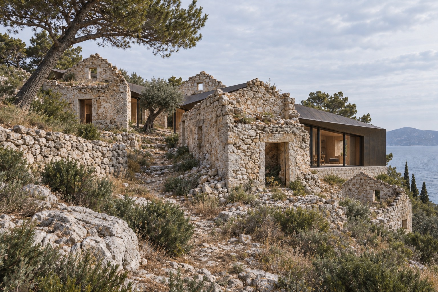 KORČULA, CROATIE — PLI HABITÉ — étude conceptuelle