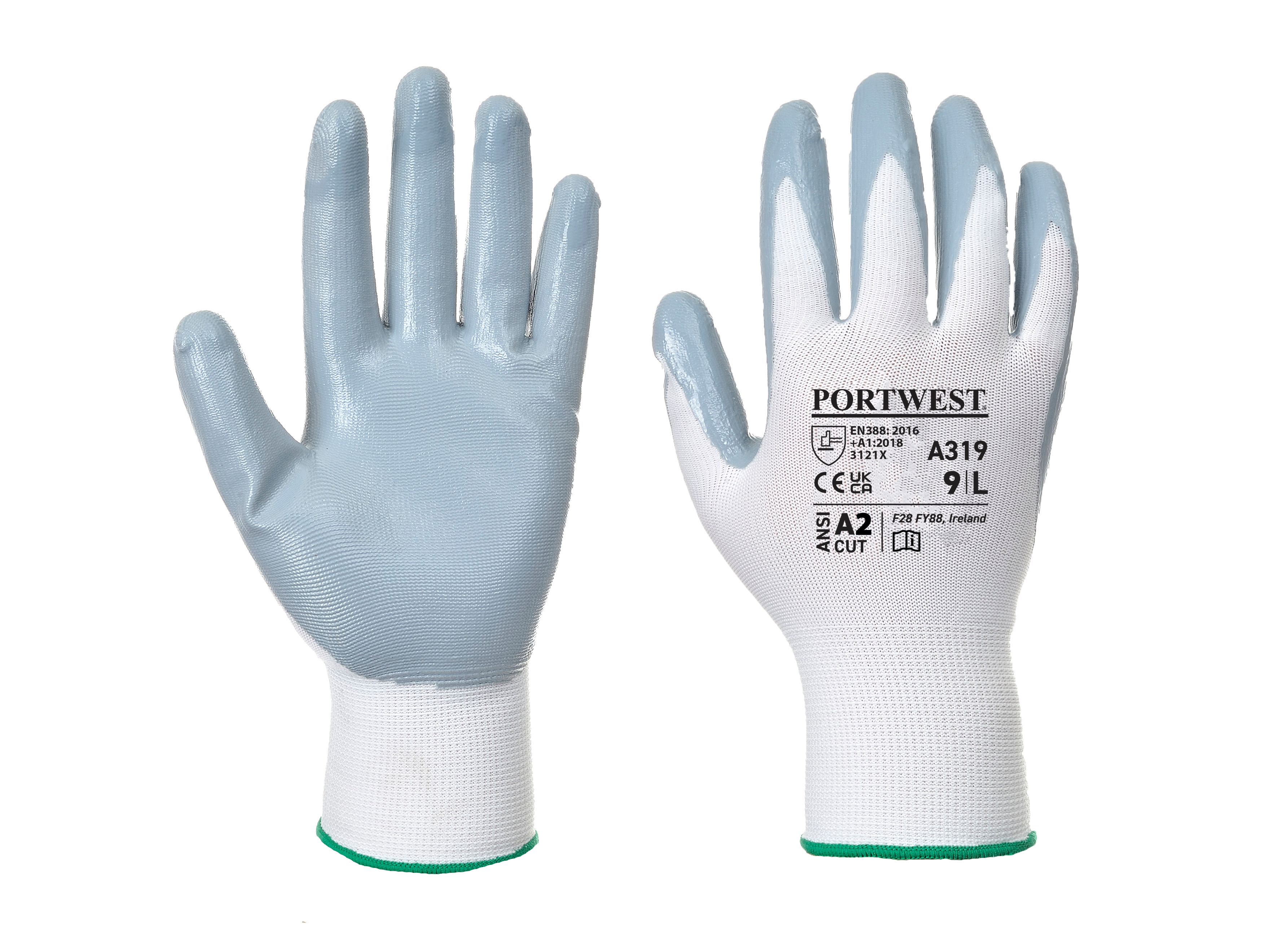 Portwest A319 - Flexo Grip Nitril Handschuh (in grau/weiß)