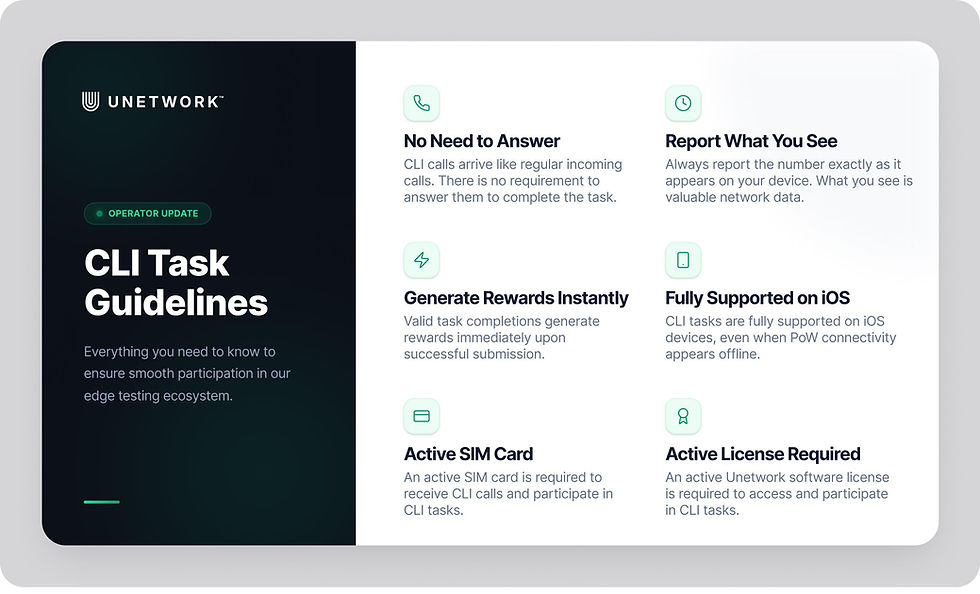 Unetwork CLI Task Guidelines for License Operators — Caller ID Testing