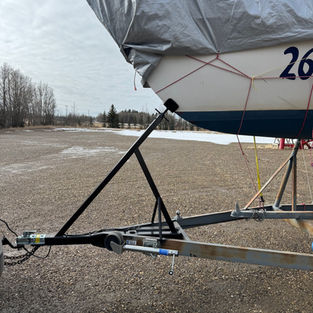 Custom steel support frame fabrication for boat trailer in Central Alberta