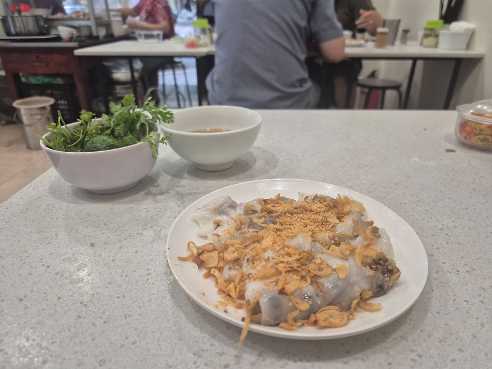 Bánh Cuốn- It was chicken wrapped in thin rice sheets Hanoi food