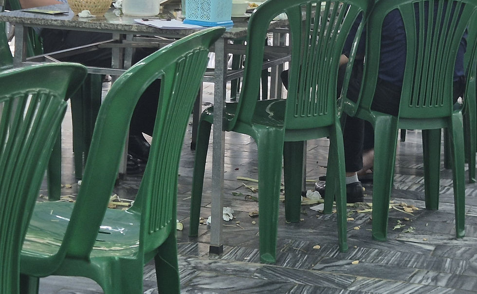 trash on floor in hanoi beer garden