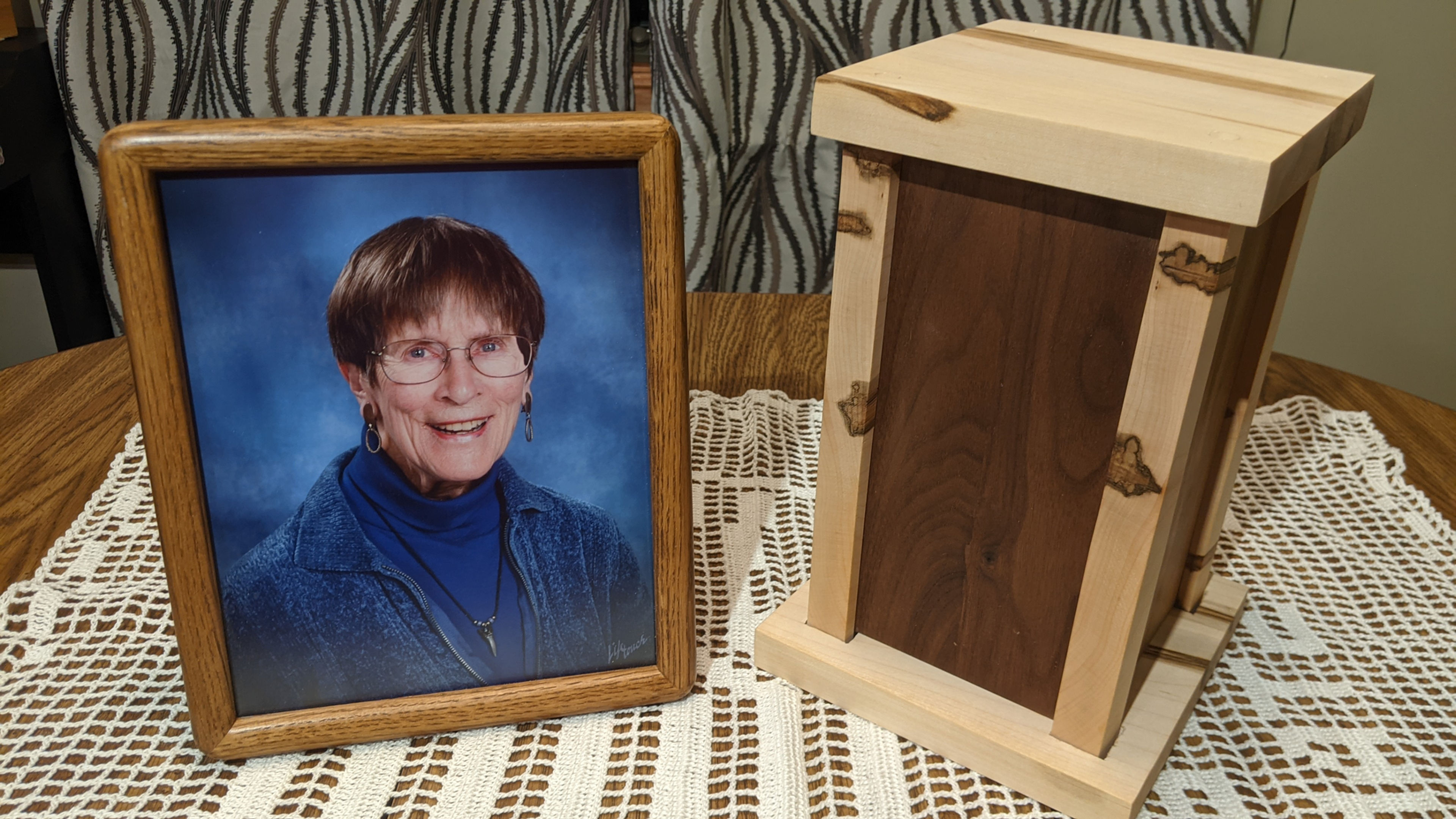 Maple Box Urn with Walnut Panels