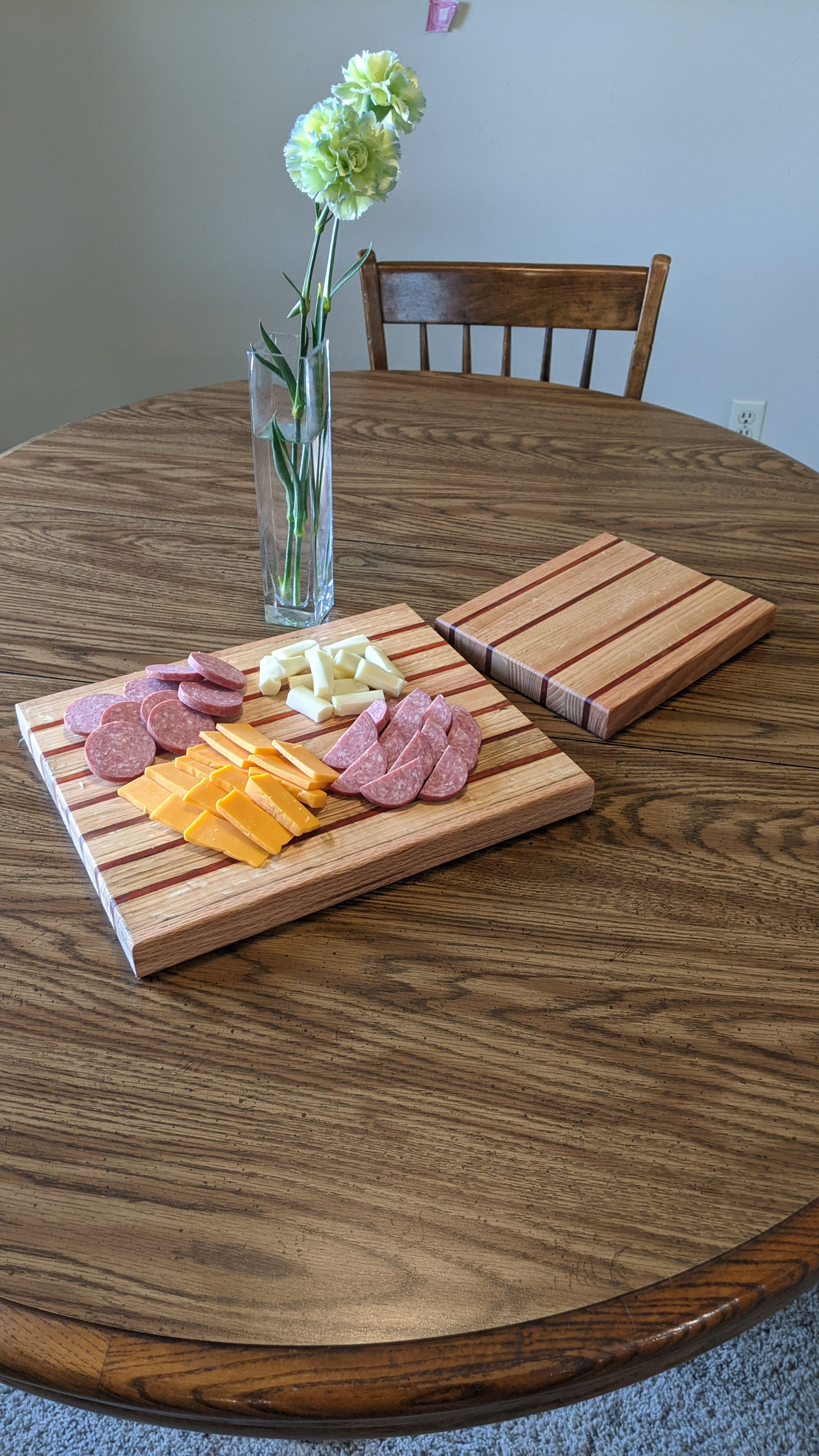 Set of Oak and Bloodwood Segmented Cutting Board