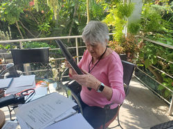 Sue Williams getting ready for the meeting.