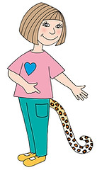 Poppy's Tail children's book illustration: Poppy has a leopard's tail