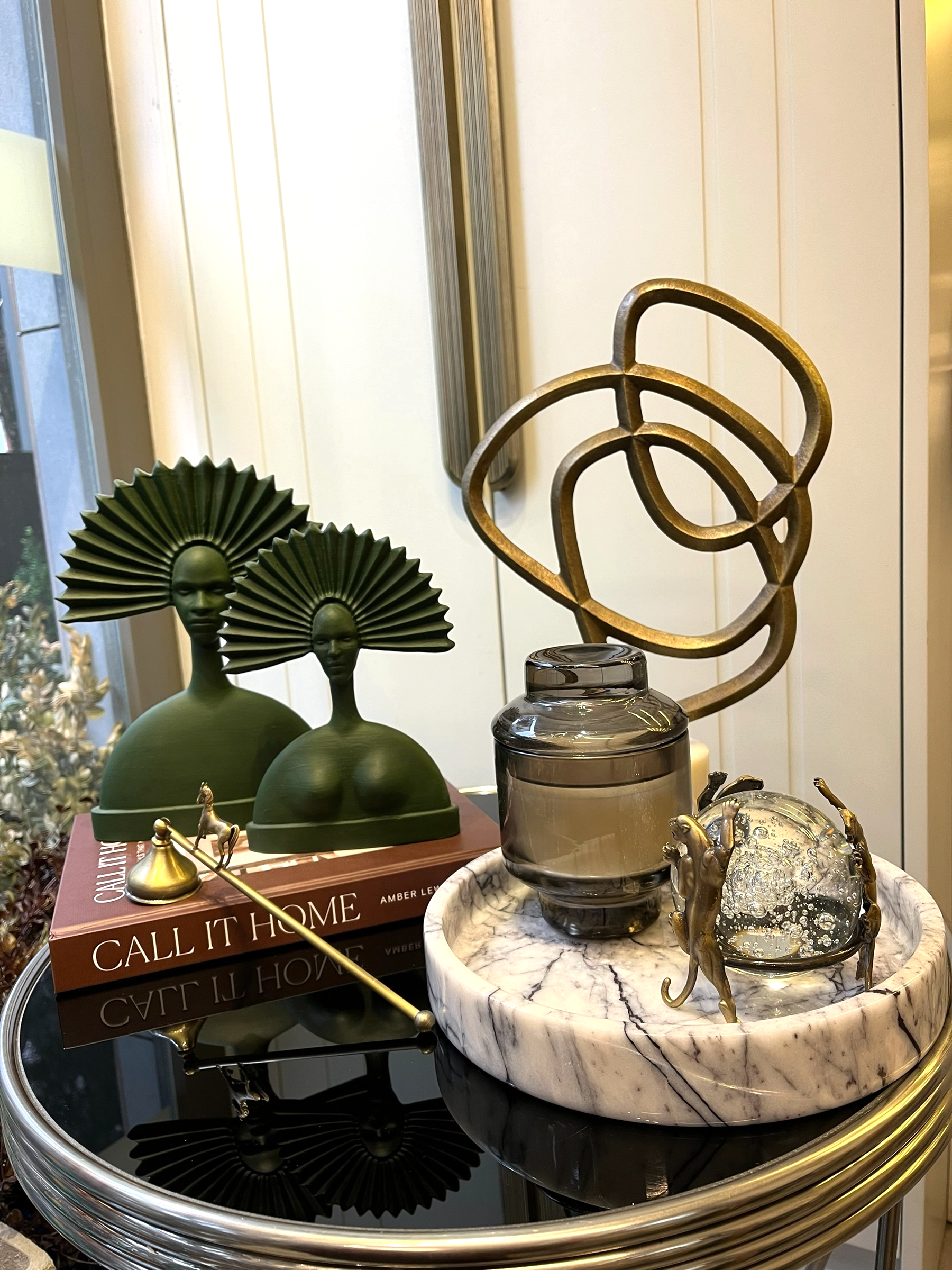 Krem Mermer Desenli Tepsi Sunumluk 