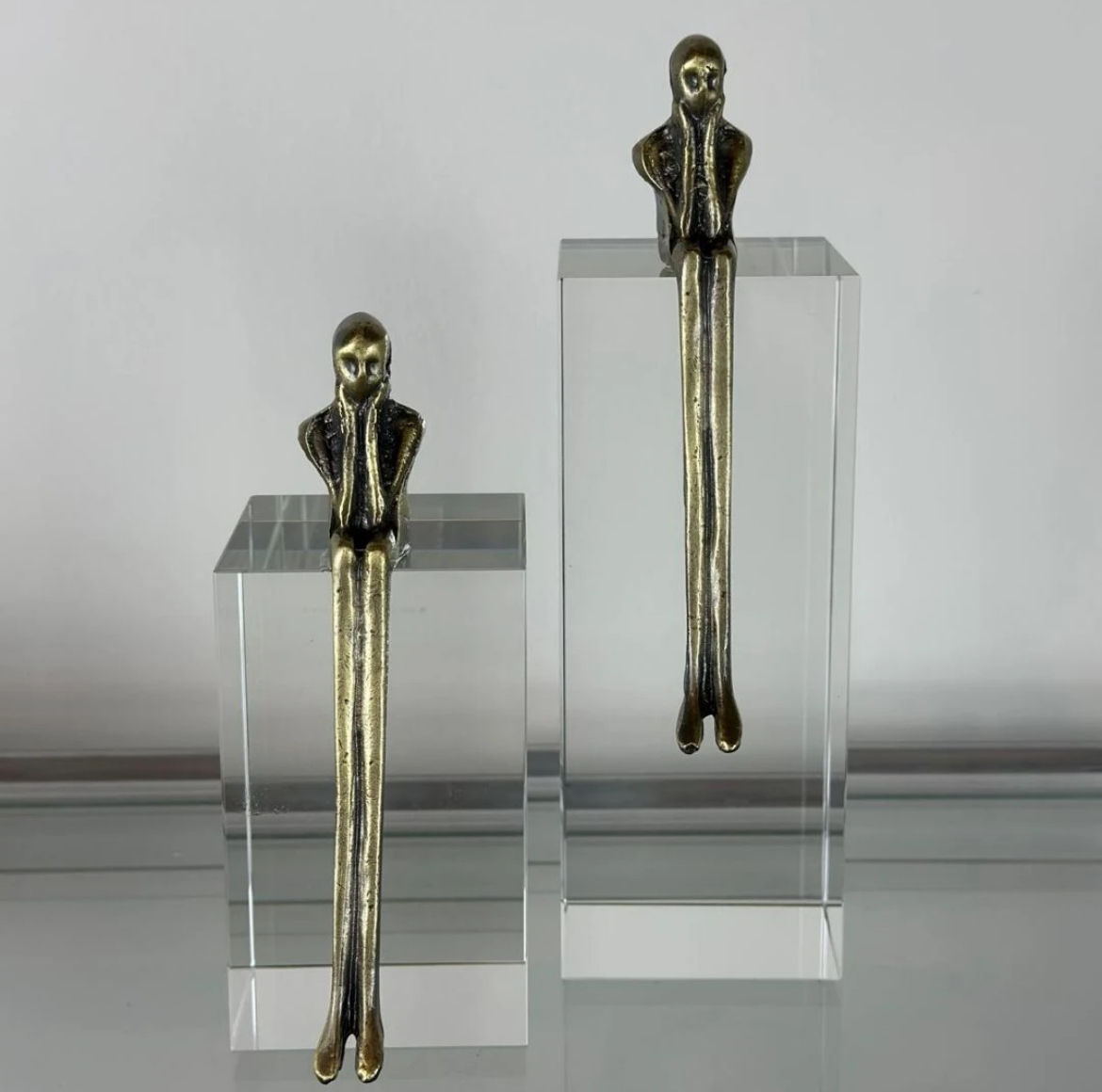 Pirinç Kristal Çöp Adam İkili Dekoratif Obje