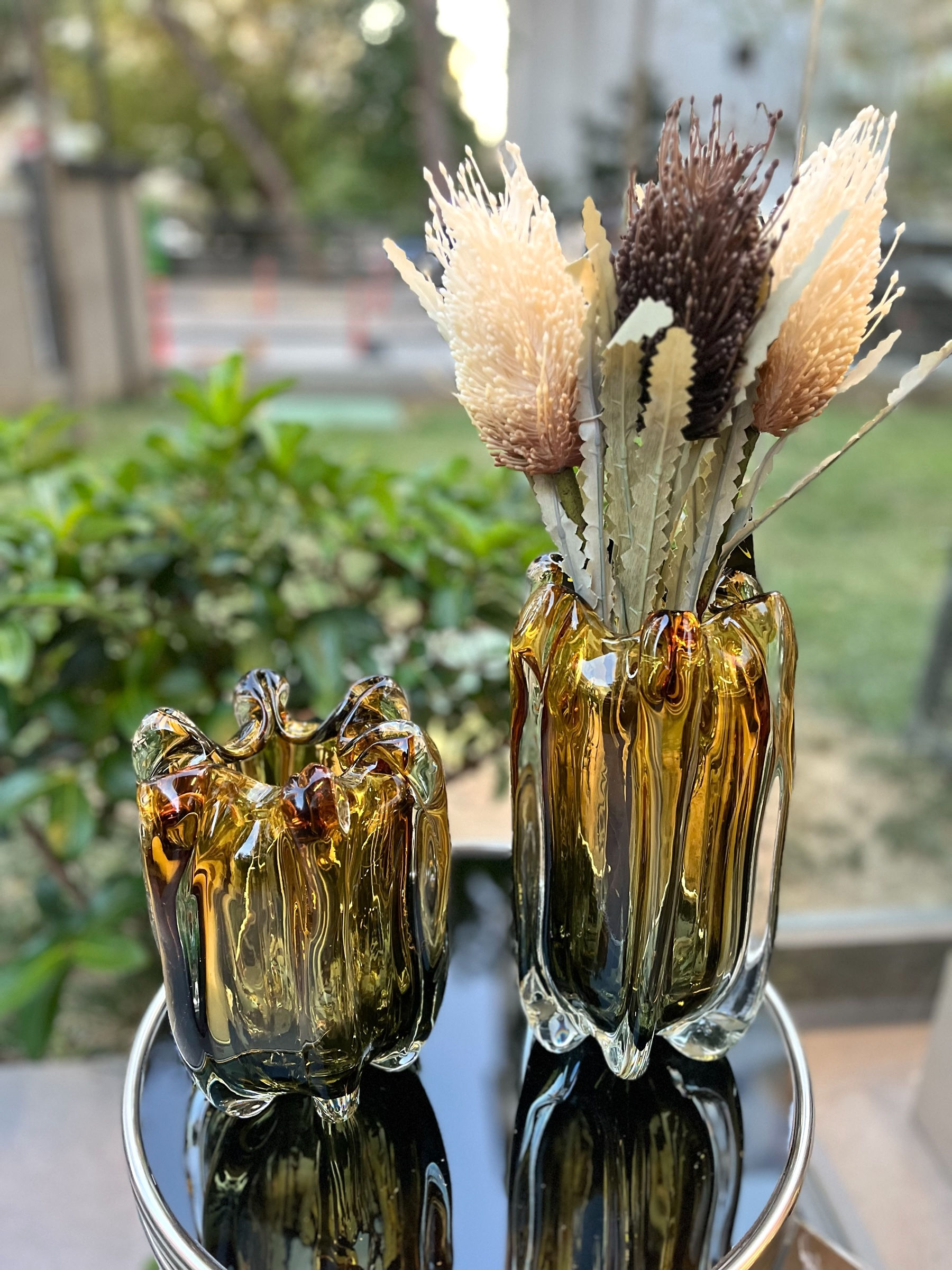 İthal Amber Cam Vazo 30 cm 