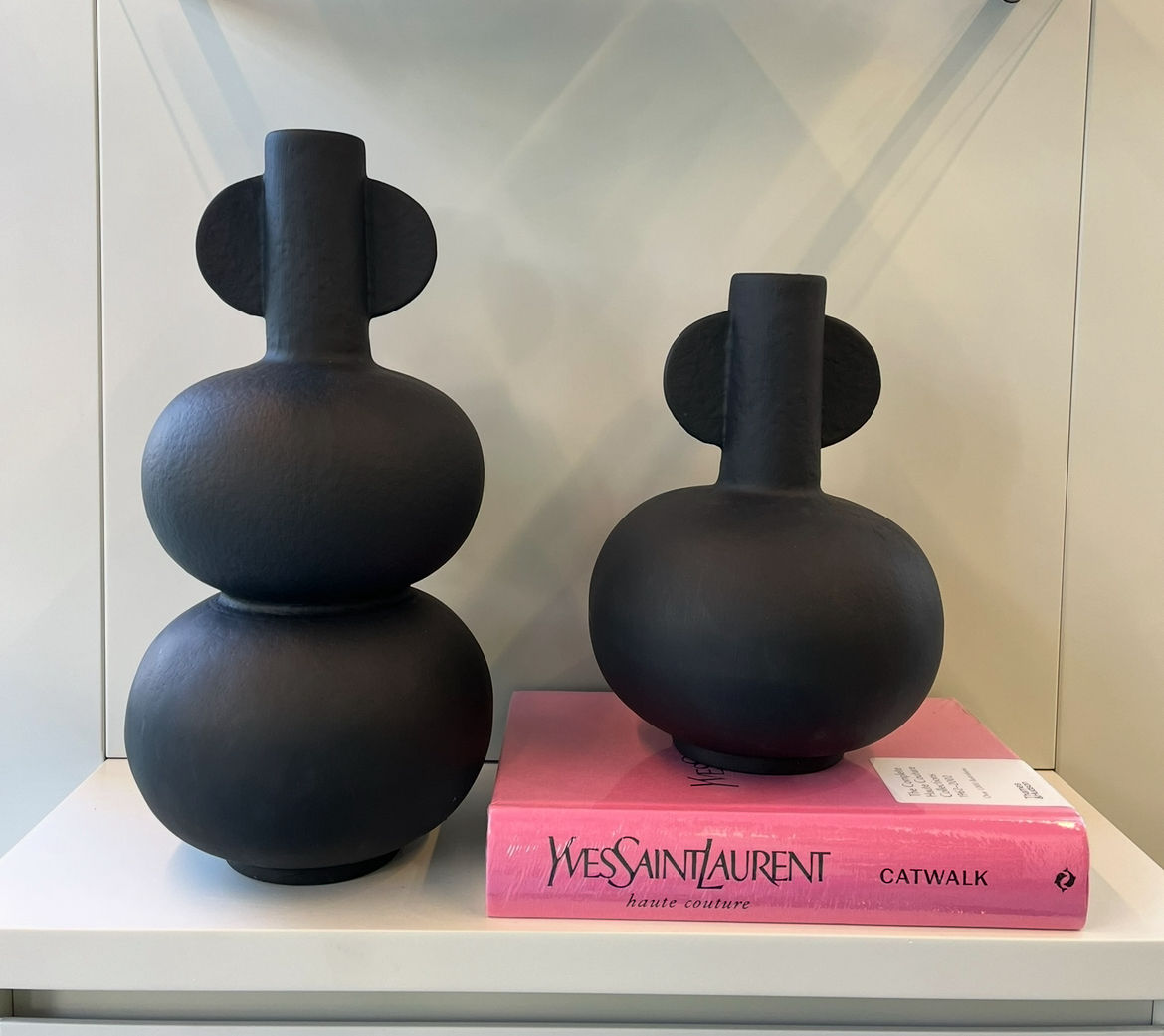 Siyah İkili Bubble Vazo Set 