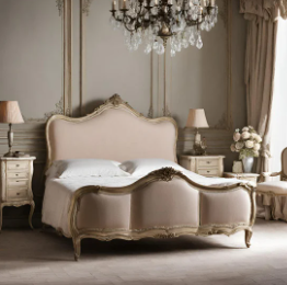 Classical interior themed bedroom with french bed