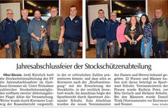 Zeitungsbericht Jahresabschlussfeier der Stockschützen