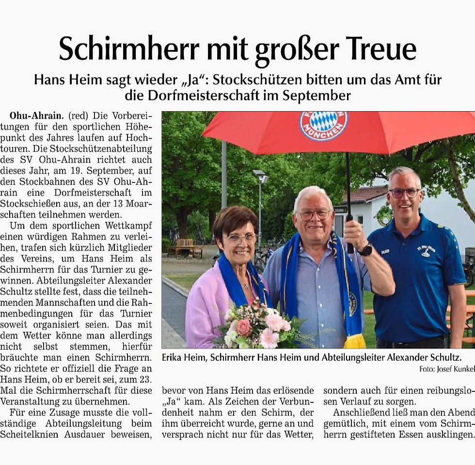 Schirmherr übernimmt wieder Amt.