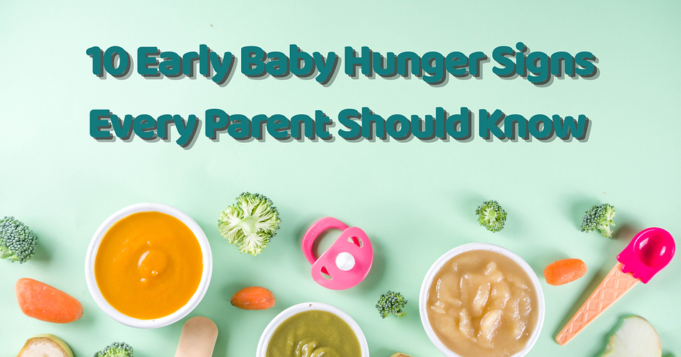 Baby showing early hunger signs by sucking fingers and searching for food.