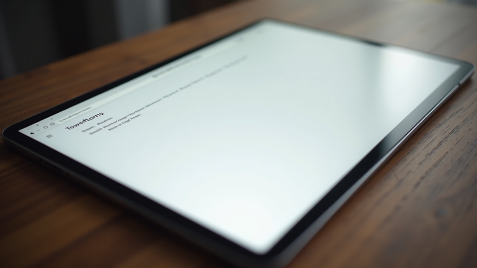 Close-up view of a clean, minimalist website homepage on a tablet