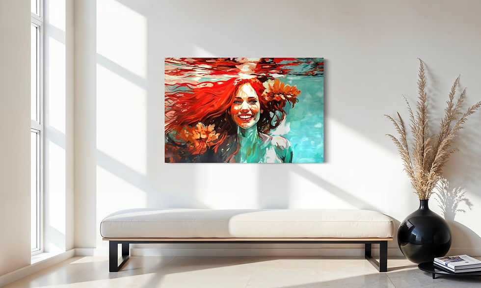 Thumbnail: Happy Mermaid - Canvas Print