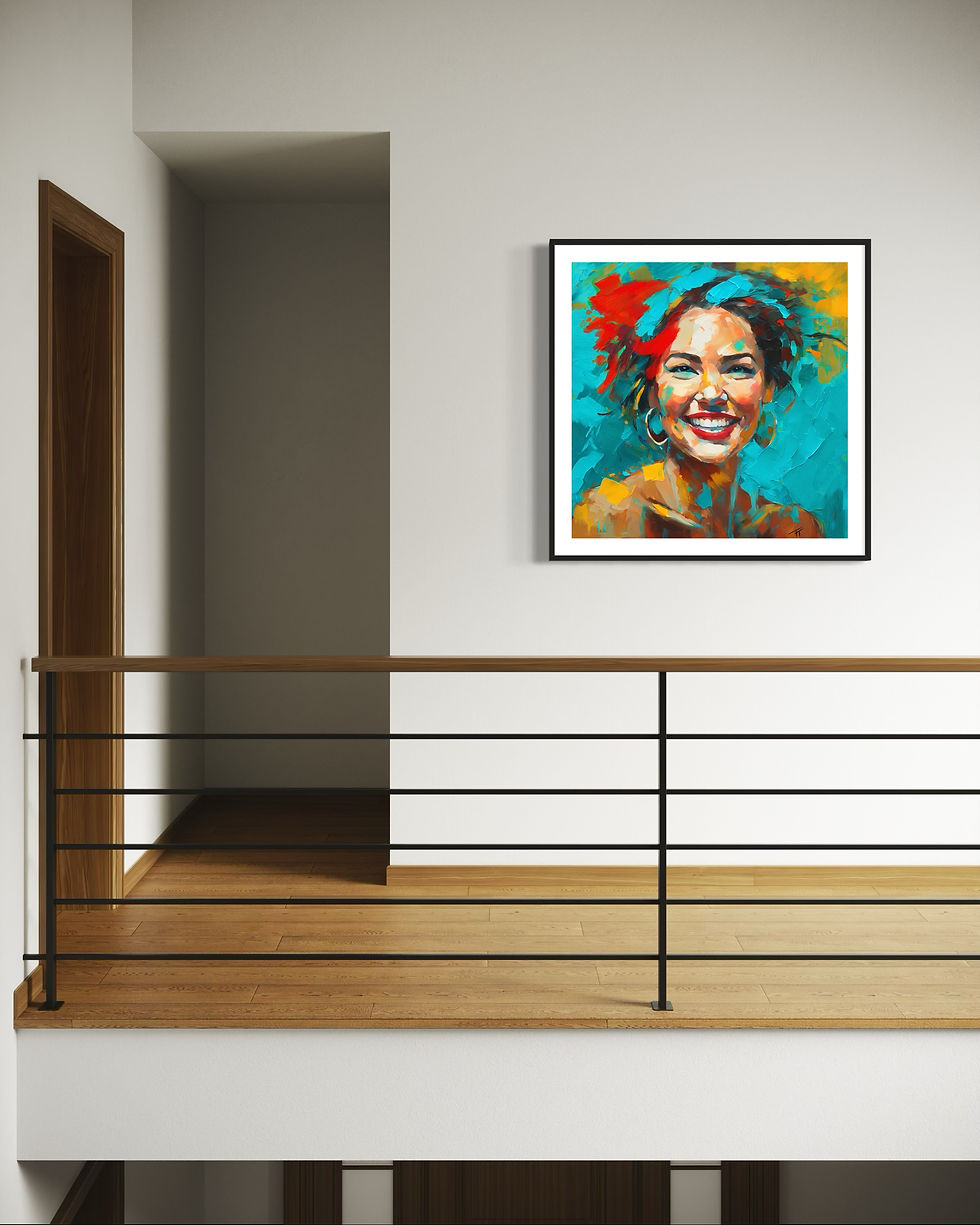 Thumbnail: Smile II - Print - Hand-enhanced with oil pastels