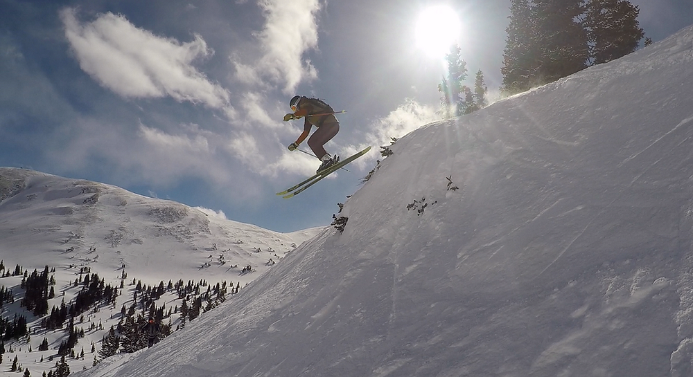 Jill Thomas getting air at Copper Mountain. 2017. Photo: Jill Thomas.