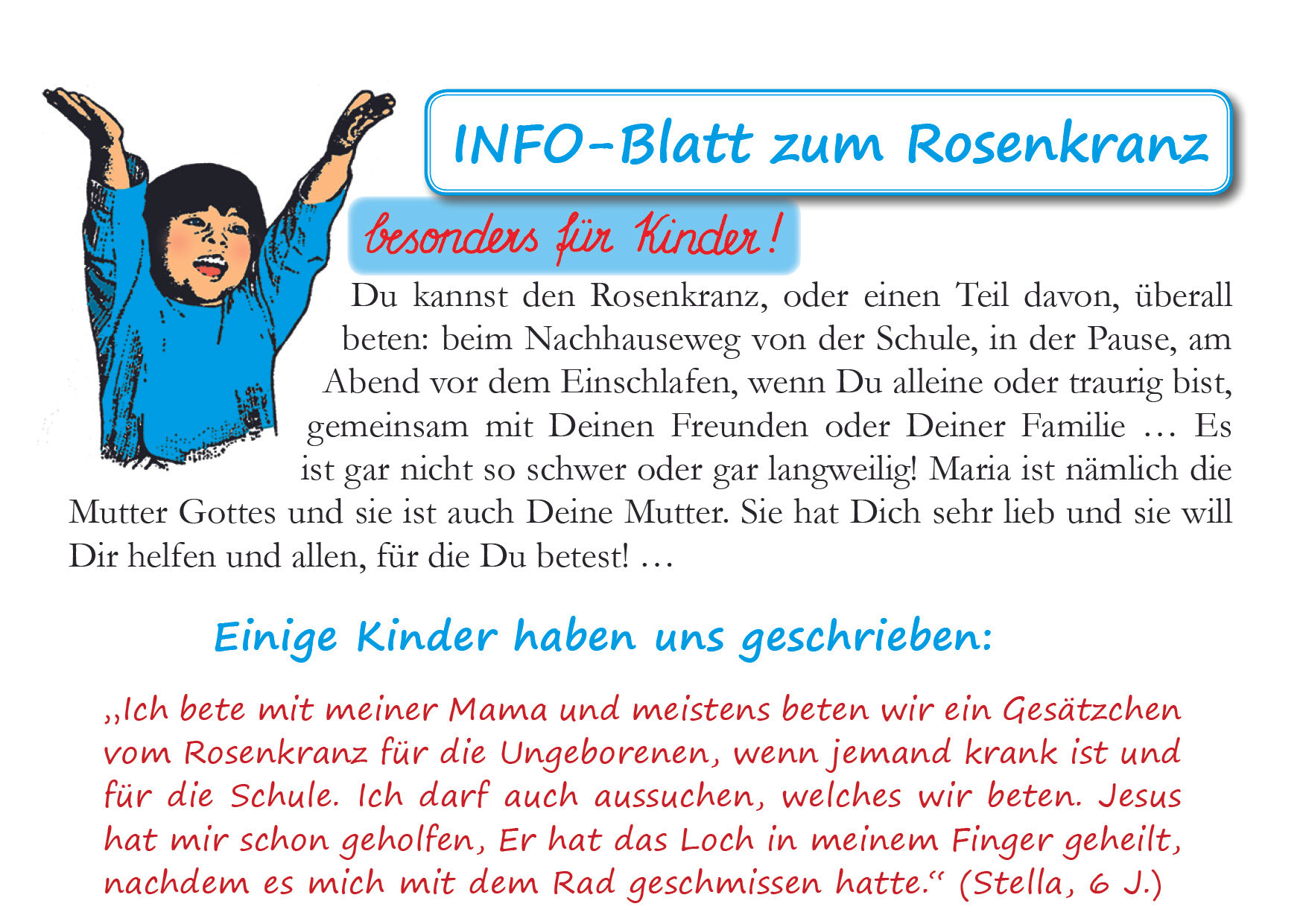 Info-Blatt zum Rosenkranz (10 Stück)