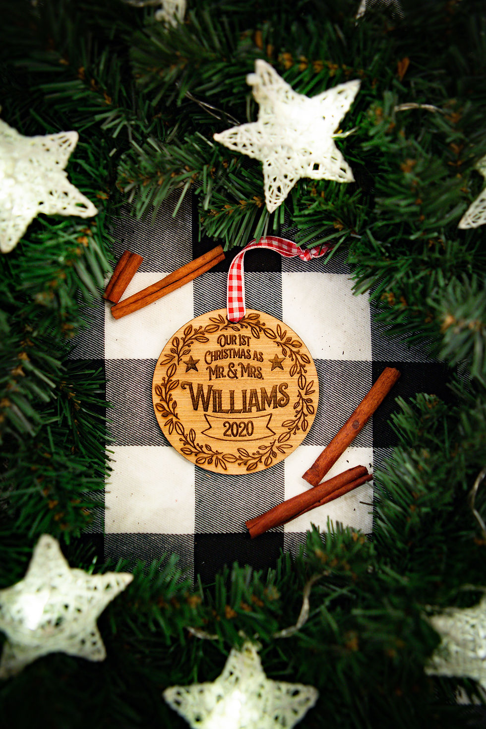 Thumbnail: Wood Ornament - First Christmas as Married Couple