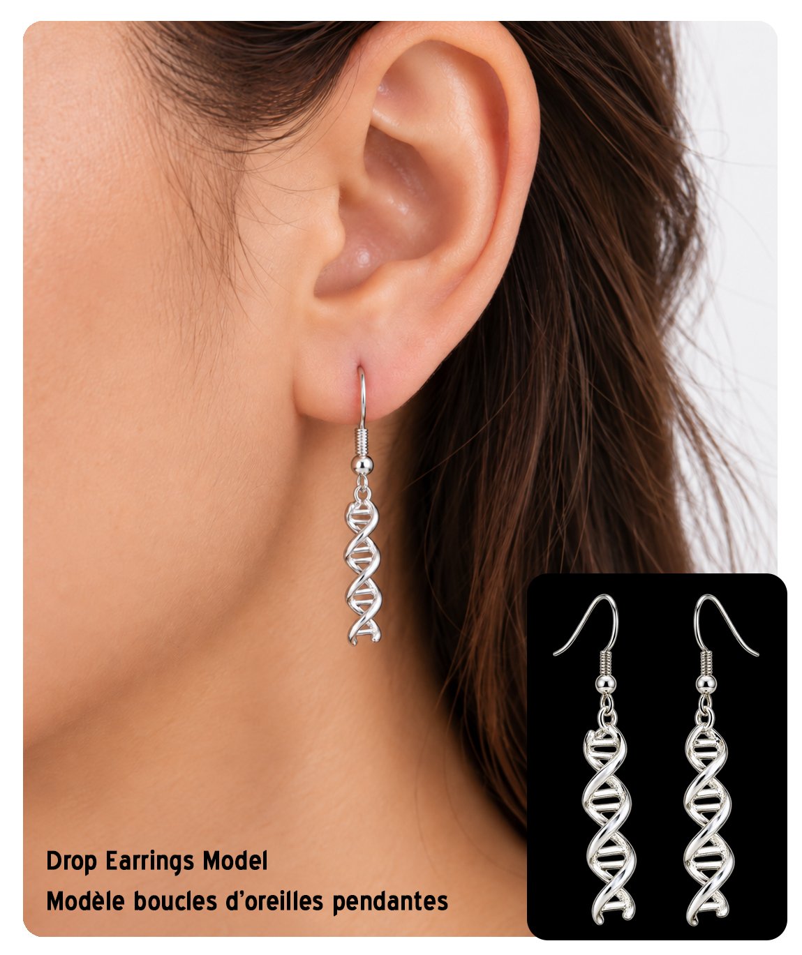 Boucles d'oreilles ADN plaquées argent - 2 modèles