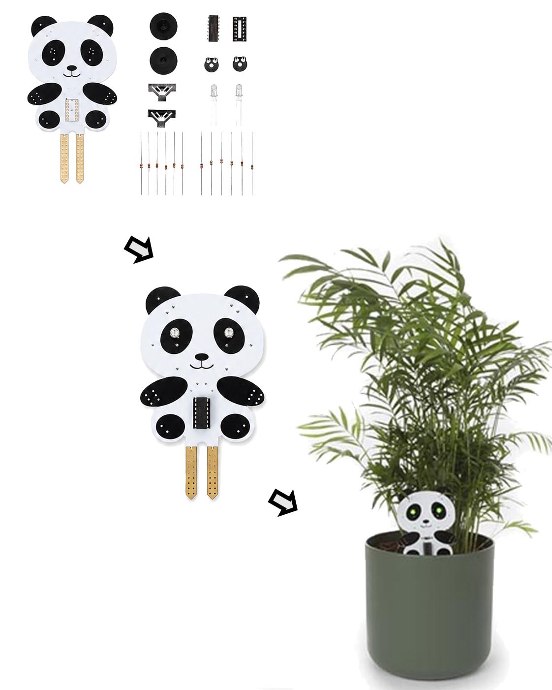 Panda hygromètre pour plantes d'intérieur à souder