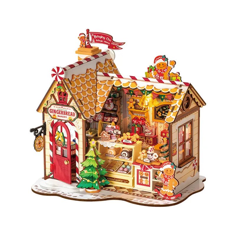 Maison de pain d'épices miniature - Ensemble de bois à construire
