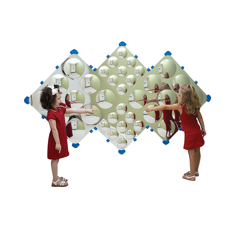 Mur de miroirs à bulles en forme de diamant