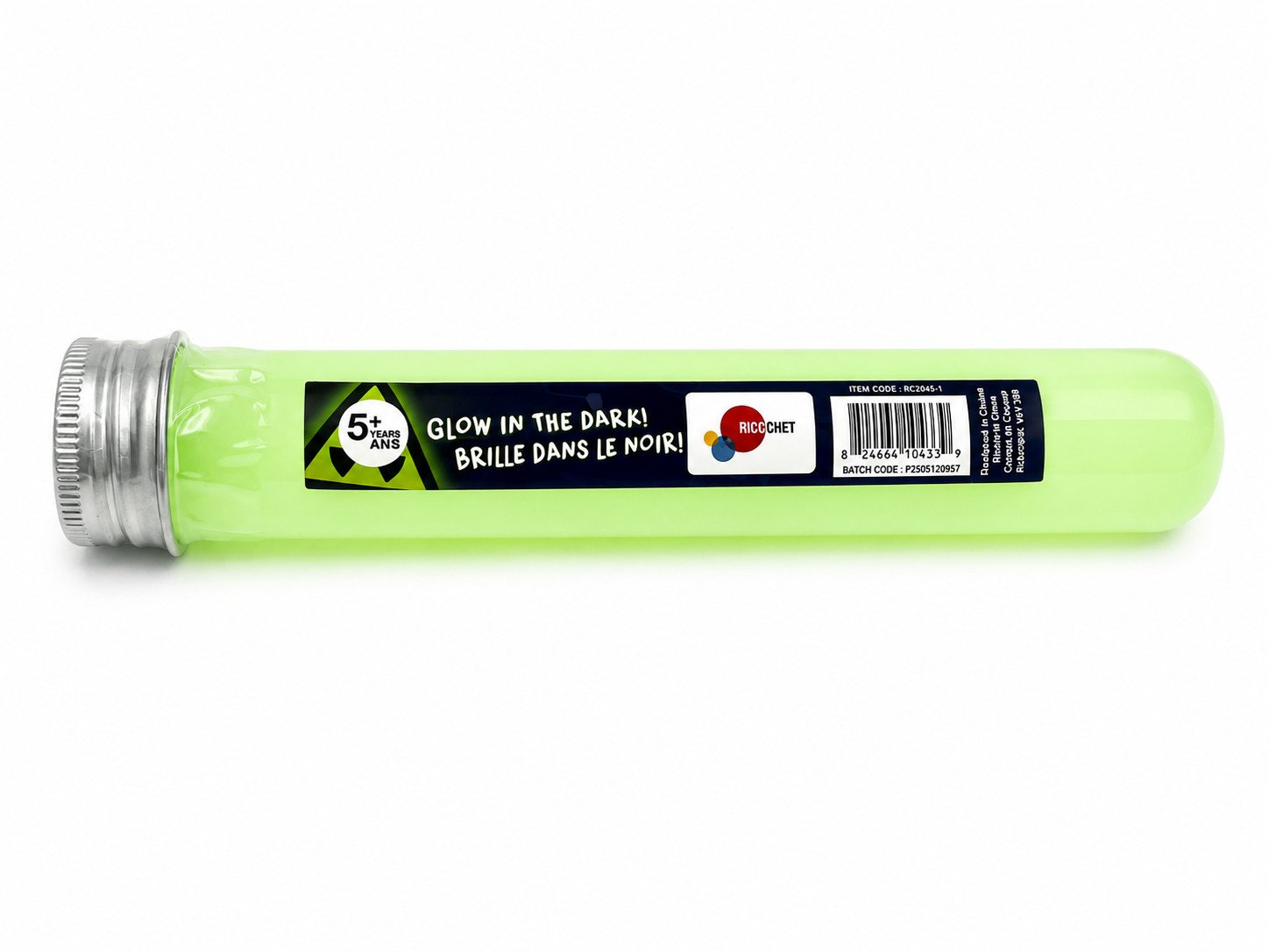 Glu en éprouvette qui brille dans le noir