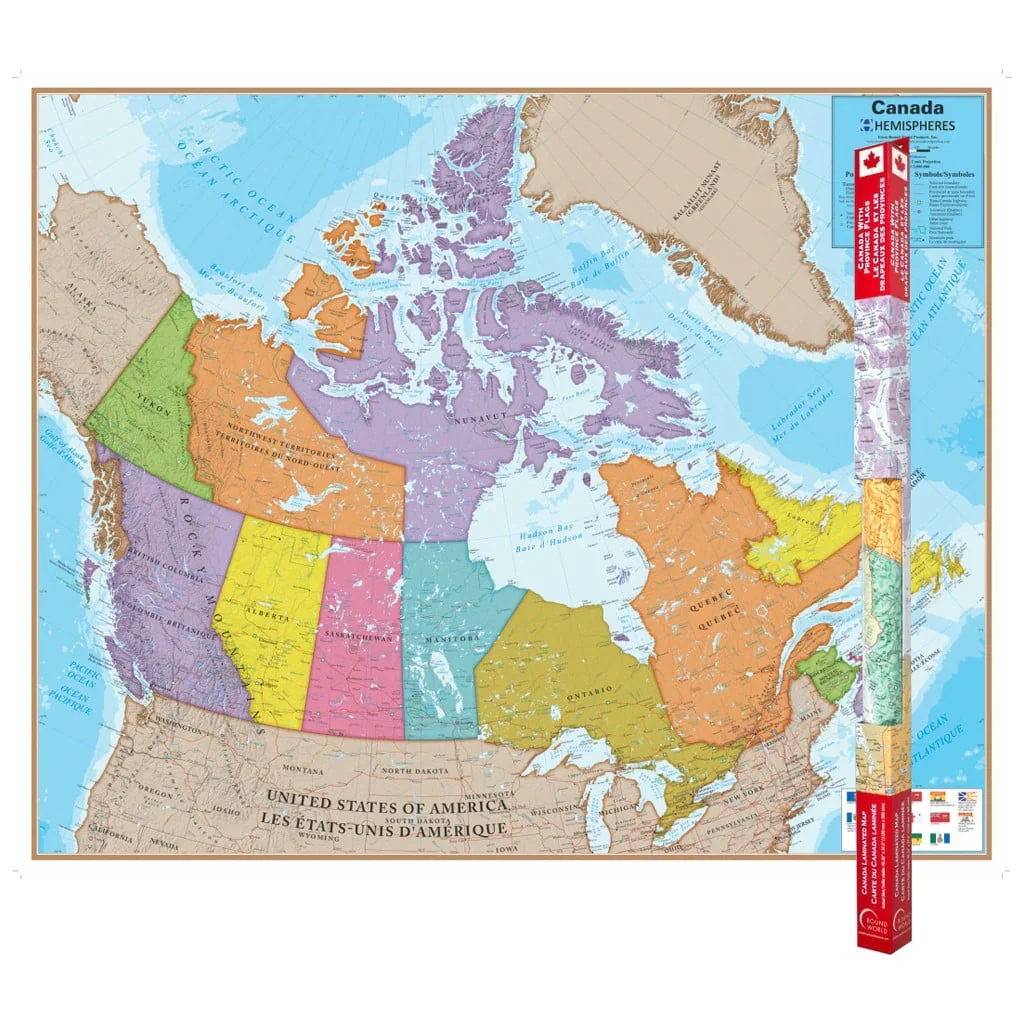Carte du Canada bilingue plastifiée