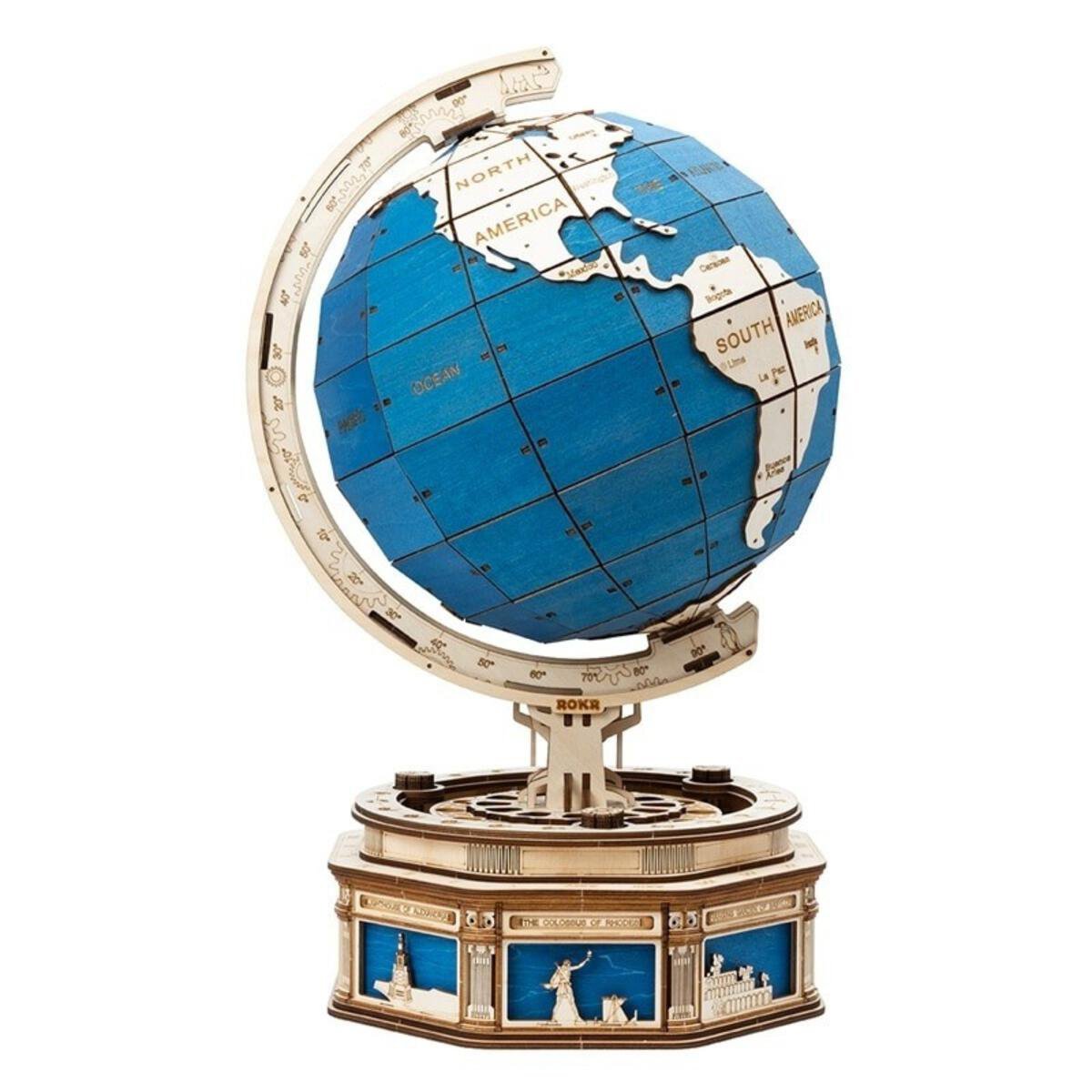 Globe terrestre en bois à monter