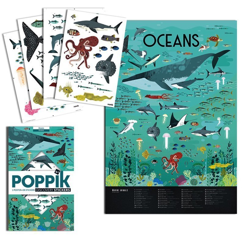 Affiche découverte des océans avec autocollants