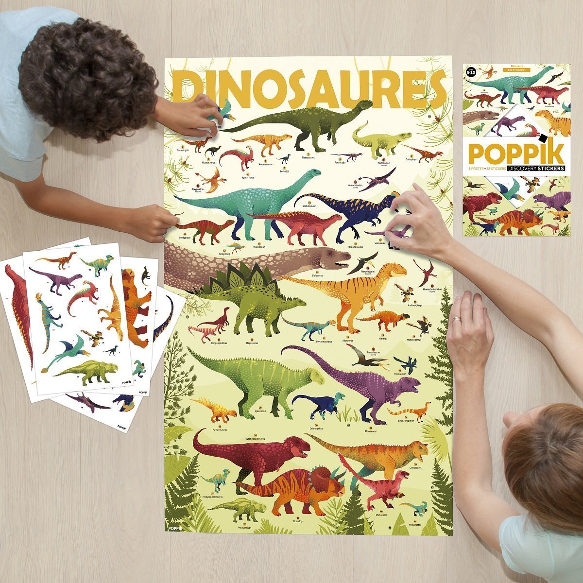 Dinosaures - Affiche découverte et autocollants
