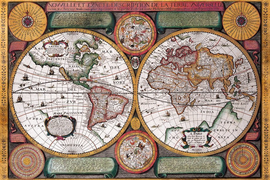 Carte ancienne de la Terre - Affiche