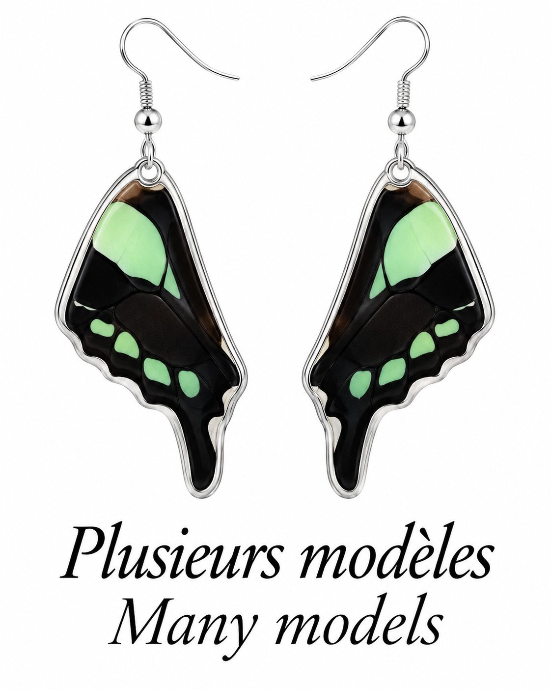 Bijoux - boucles d'oreille avec vraies ailes de papillon