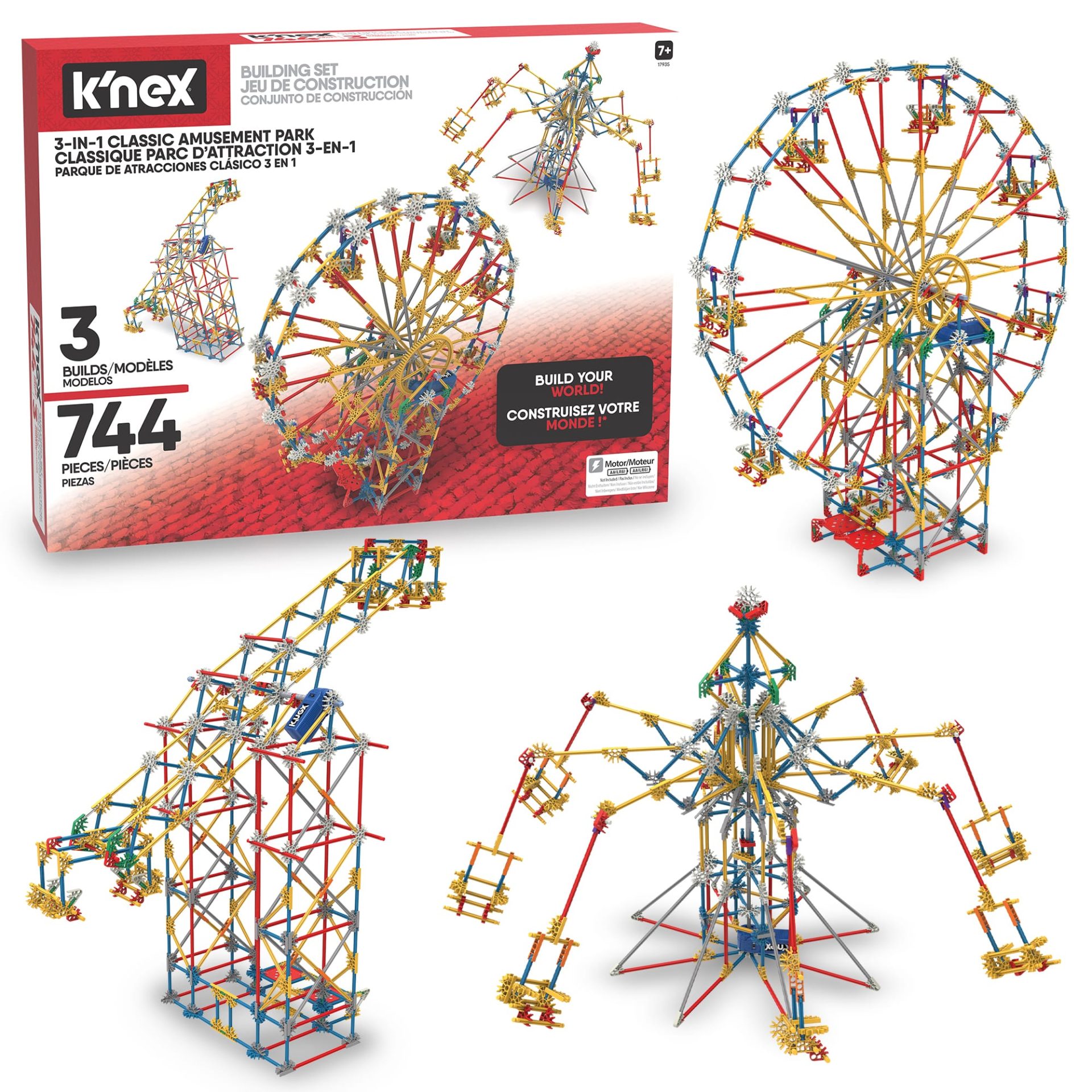 K'Nex Ensemble de parc d'attractions motorisé 3-en-1 - 744 pièces