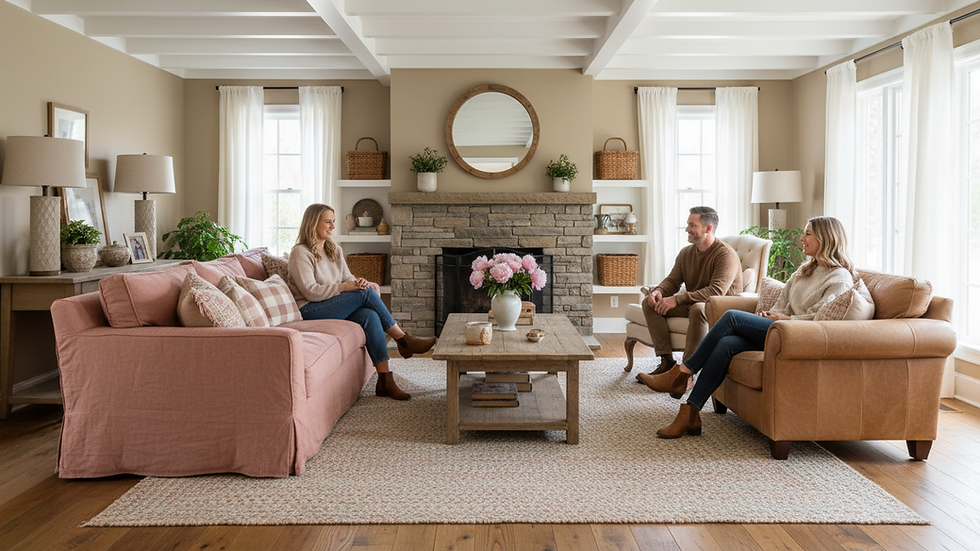 Eye-level view of a clean and well-staged living room
