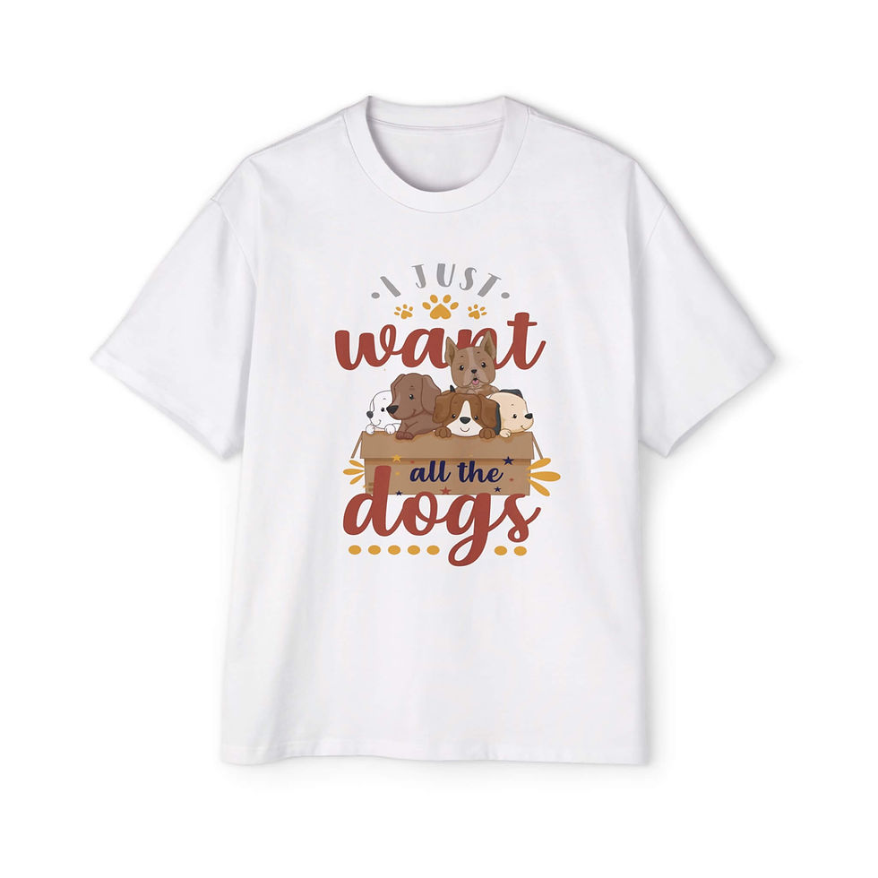 White Women's 'Woof Whimsy' Heavy Oversized T-Shirt Front