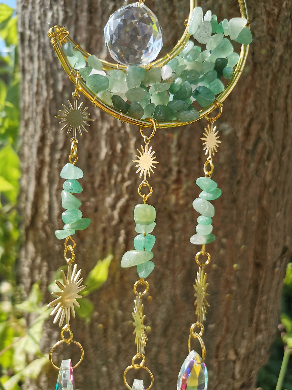 Miniature : Sun Catcher - Attrape Soleil "Croissant de lune et Aventurine"