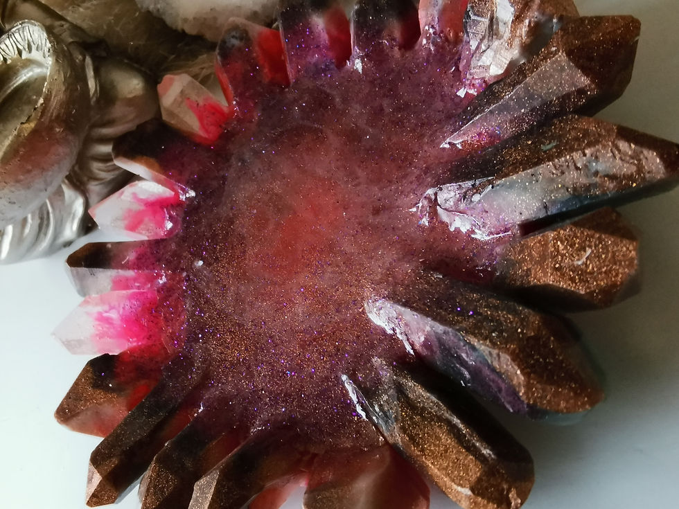 Miniature : Porte bougie ou plateau à bijoux cristaux (résine époxy)