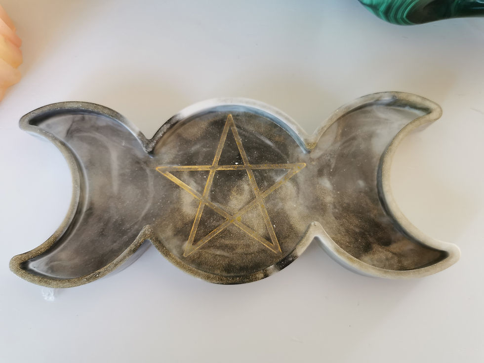 Miniature : Plateau, Bougeoir "Triple Lune et pentagramme"