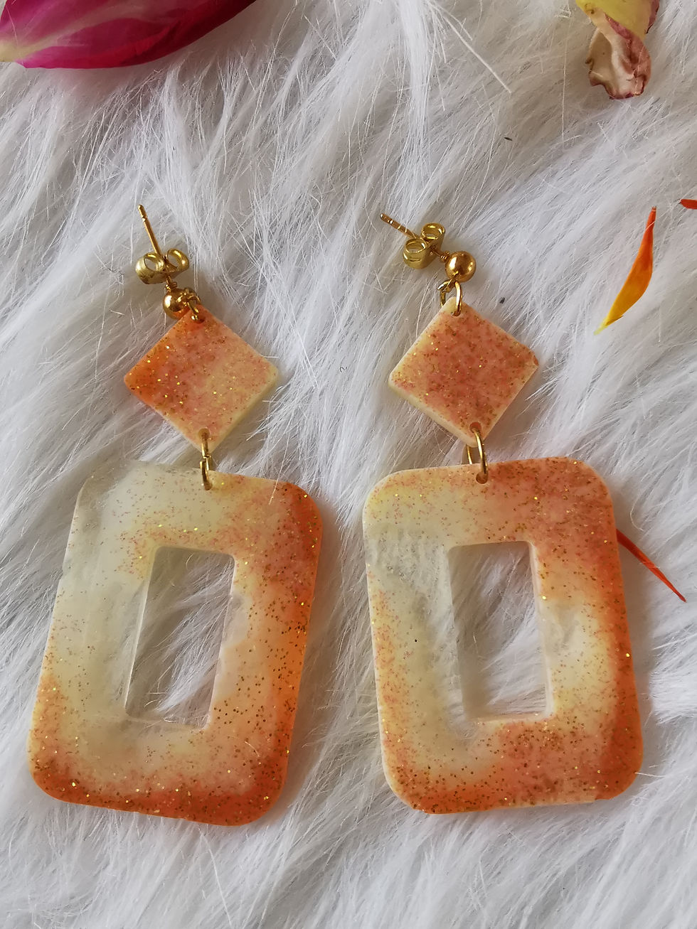 Miniature : Boucle d'oreille résine "Orangeade"