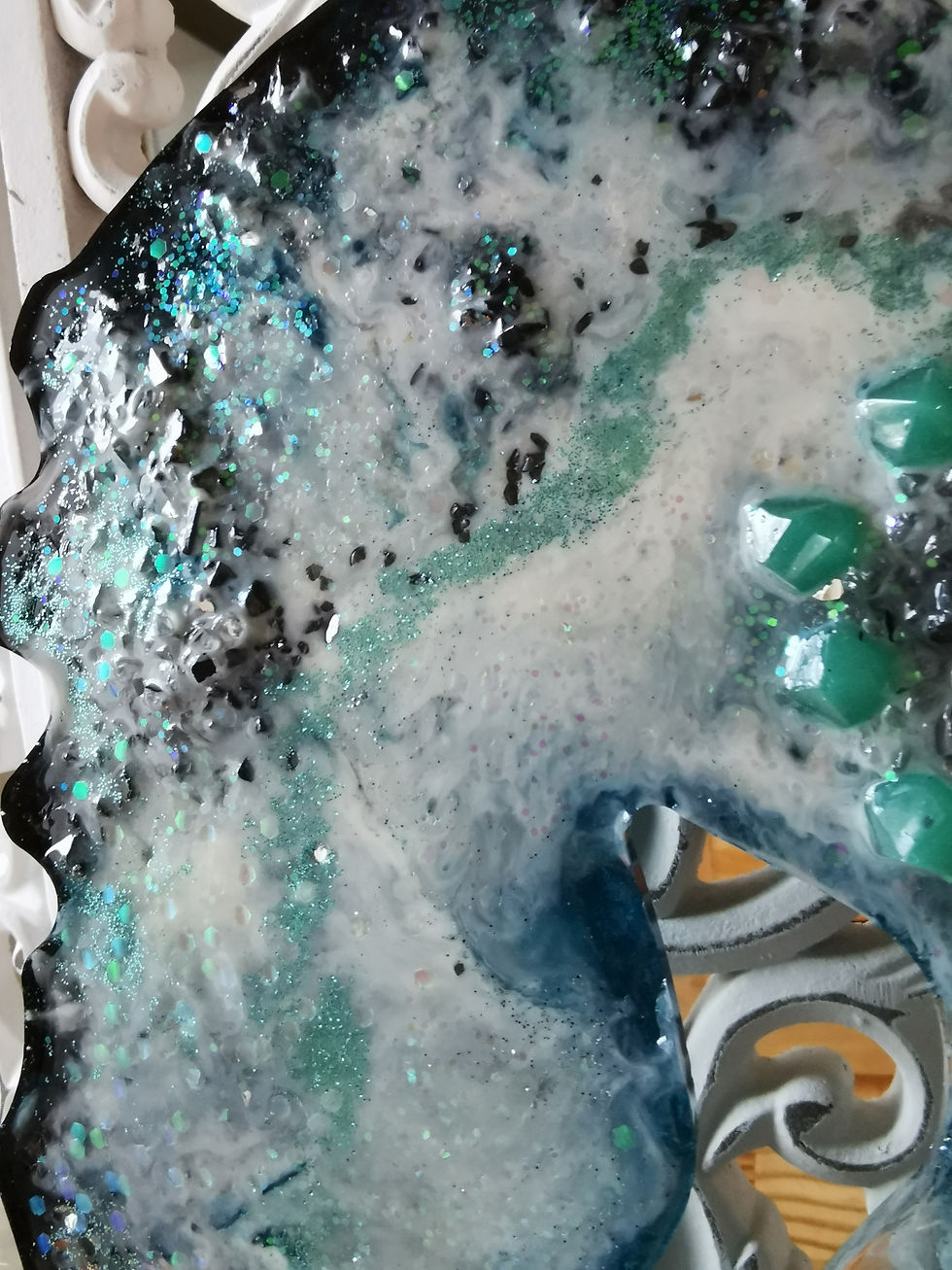 Miniature : Tranche d'Agate "Double face" (résine époxy)